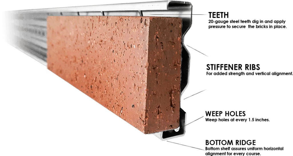 A tehcnical diagram of a single brick sitting in DURUS System trays.